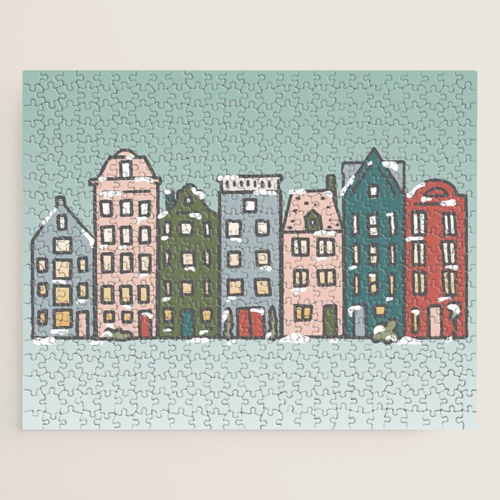 Snow Capped Row Houses Jigsaw Puzzle Gallery Image 1