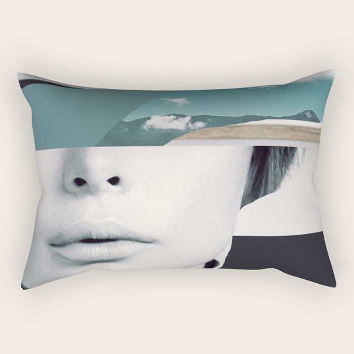 woman portrait /collage 3 Rectangular Pillow Gallery Image 1