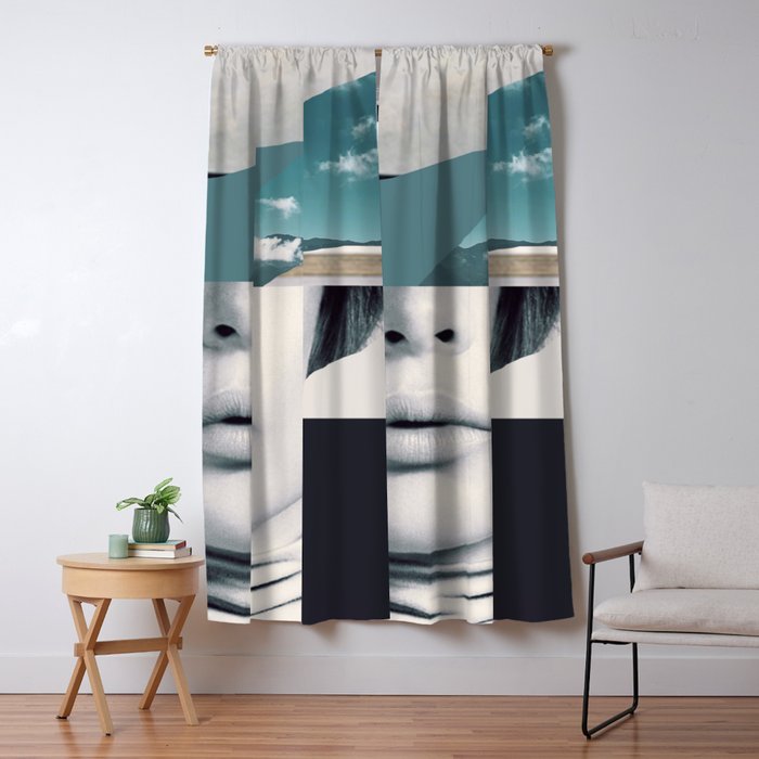 woman portrait /collage 3 Window Curtain Gallery Image 1