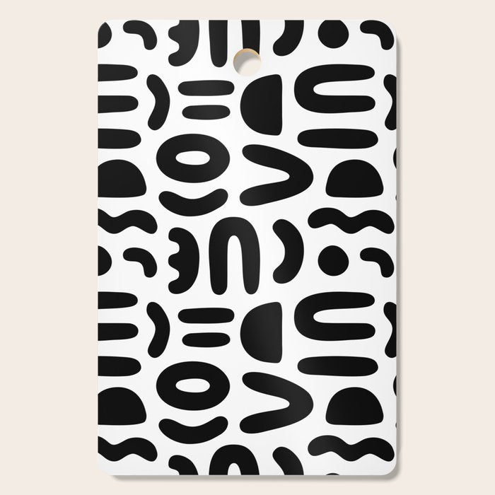 Abstract black and white symbol art pattern Cutting Board Gallery Image 1