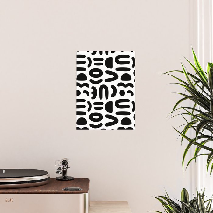Abstract black and white symbol art pattern Poster Gallery Image 2