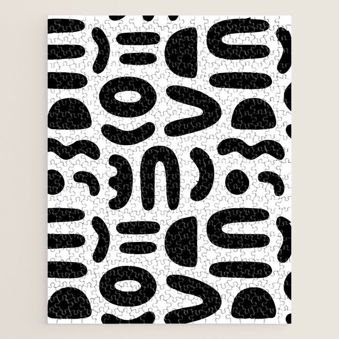 Abstract black and white symbol art pattern Jigsaw Puzzle Gallery Image 1