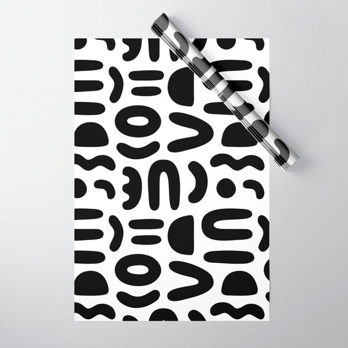 Abstract black and white symbol art pattern Wrapping Paper Gallery Image 1