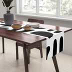 Abstract black and white symbol art pattern Table Runner Gallery Image 2