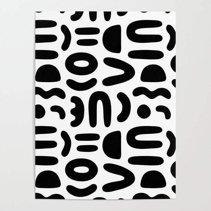 Abstract black and white symbol art pattern Poster Gallery Image 4