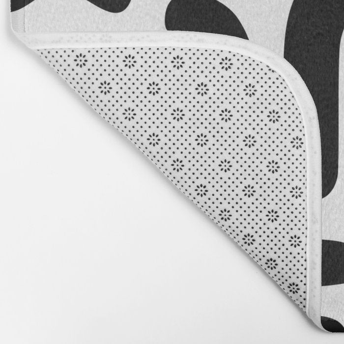 Abstract black and white symbol art pattern Bath Mat Gallery Image 2