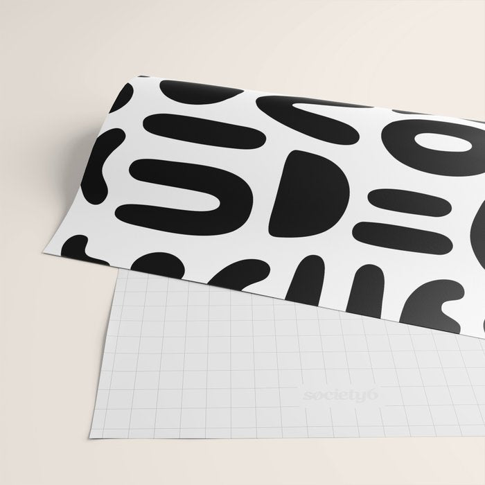 Abstract black and white symbol art pattern Wrapping Paper Gallery Image 2