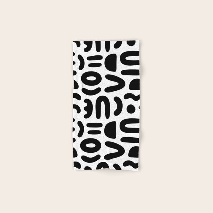 Abstract black and white symbol art pattern Bath Towel Gallery Image 1