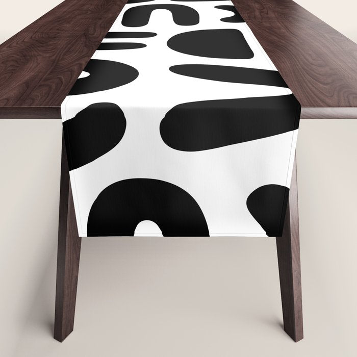 Abstract black and white symbol art pattern Table Runner Gallery Image 1