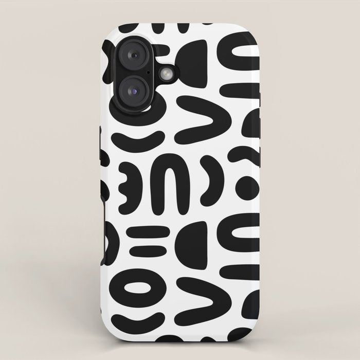 Abstract black and white symbol art pattern iPhone Case Gallery Image 1