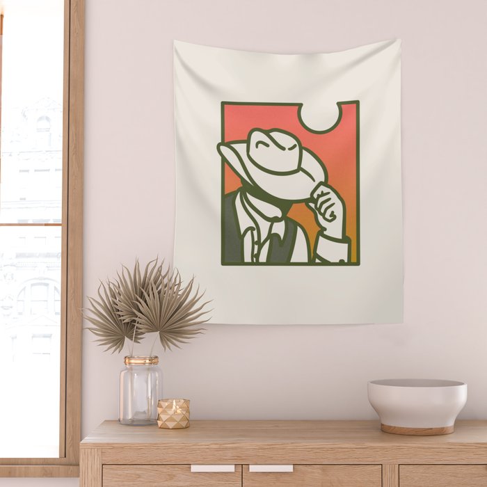 Sunset Cowboy Wall Tapestry Gallery Image 2