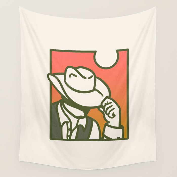 Sunset Cowboy Wall Tapestry Gallery Image 1