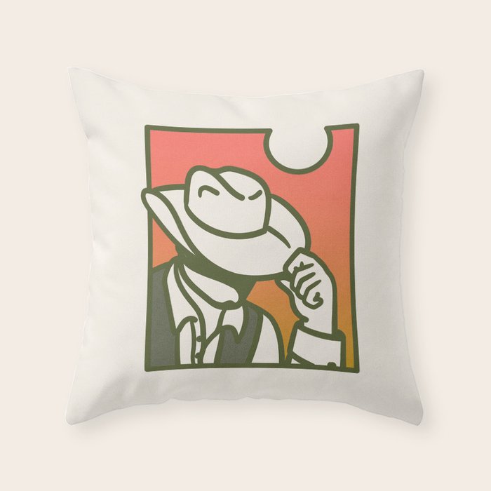 Sunset Cowboy Throw Pillow Gallery Image 1