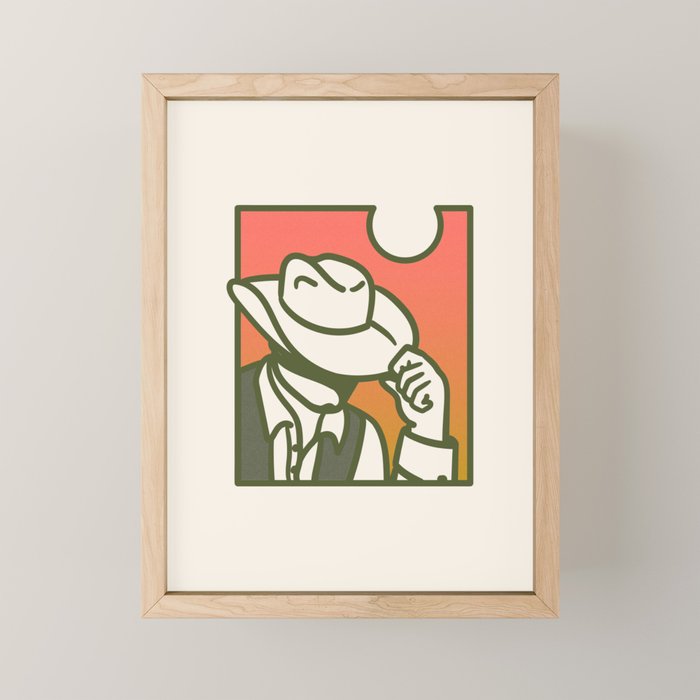 Sunset Cowboy Mini Art Print Gallery Image 1