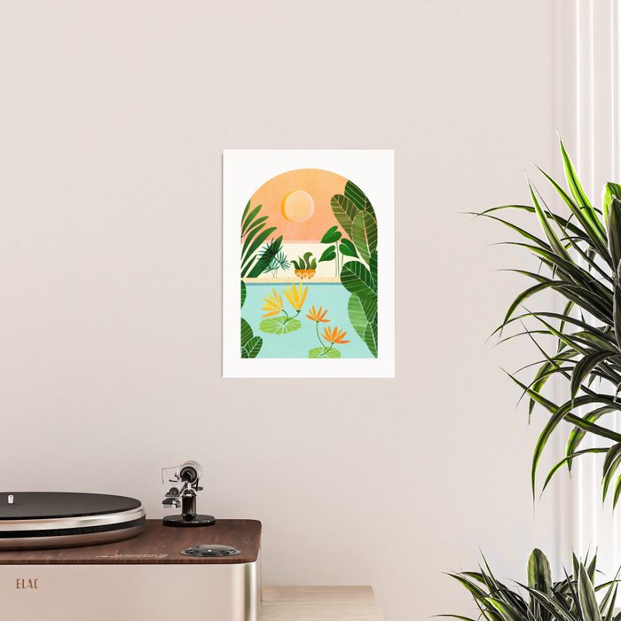 Lily Pond Landscape Illustration Poster Gallery Image 2