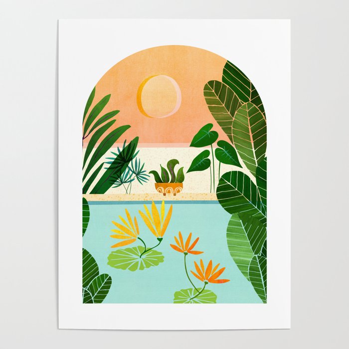 Lily Pond Landscape Illustration Poster Gallery Image 4