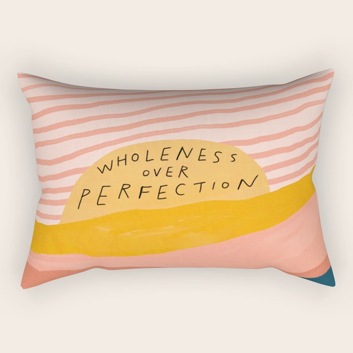 Wholeness Over Perfection | Waves Hand Lettering Design Rectangular Pillow Gallery Image 2