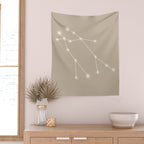 Gemini Zodiac Star Constellation Line Art Beige Wall Tapestry Gallery Image 2