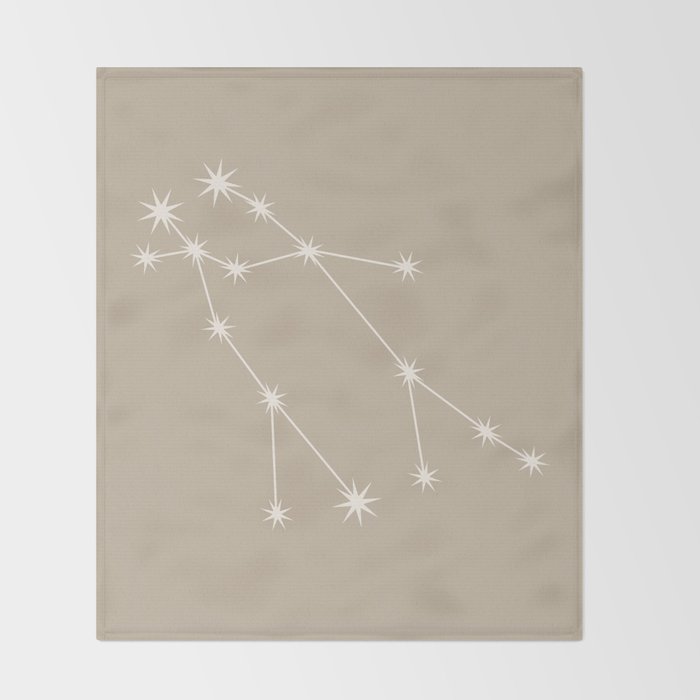 Gemini Zodiac Star Constellation Line Art Beige Throw Blanket Gallery Image 2