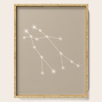 Gemini Zodiac Star Constellation Line Art Beige Serving Tray Gallery Image 1