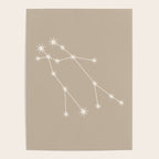 Gemini Zodiac Star Constellation Line Art Beige Poster Gallery Image 4