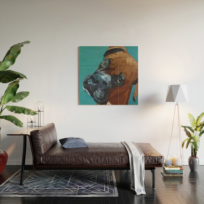 Leo the Boxer Dog Portrait Wood Wall Art Gallery Image 2