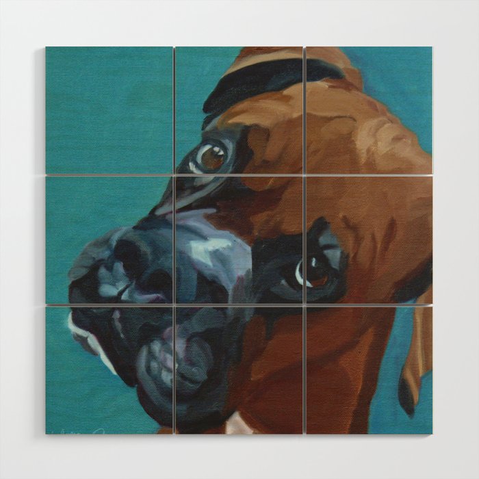 Leo the Boxer Dog Portrait Wood Wall Art Gallery Image 1
