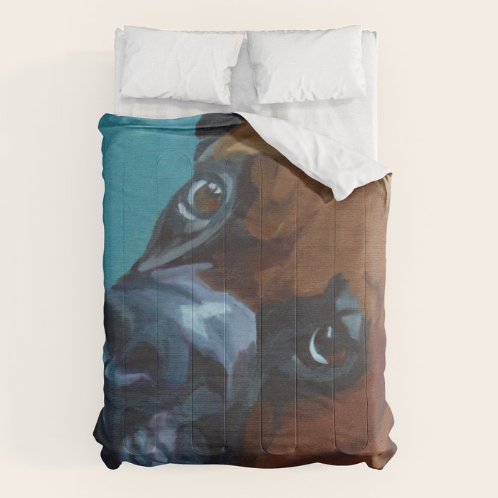 Leo the Boxer Dog Portrait Comforter Gallery Image 6