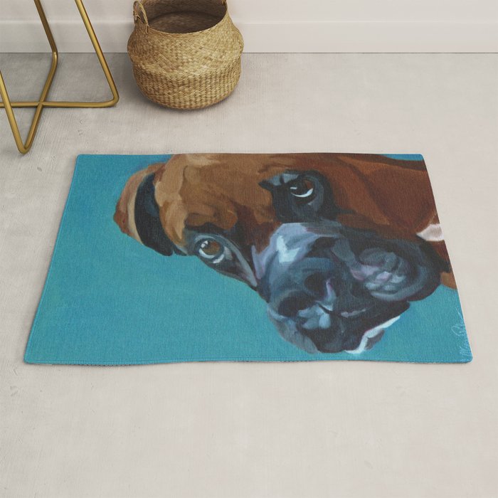 Leo the Boxer Dog Portrait Rug Gallery Image 1