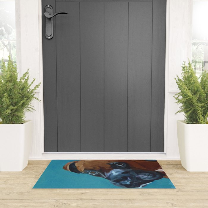Leo the Boxer Dog Portrait Welcome Mat Gallery Image 3