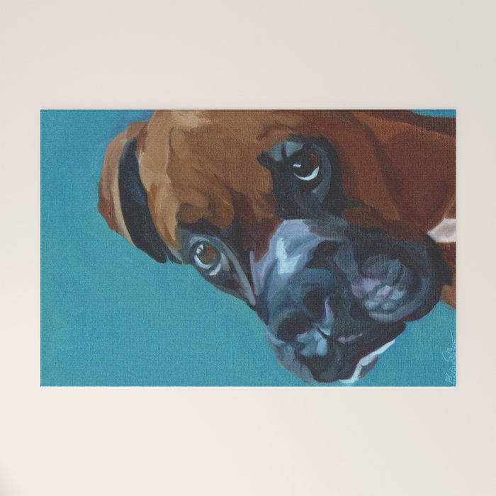 Leo the Boxer Dog Portrait Welcome Mat Gallery Image 1