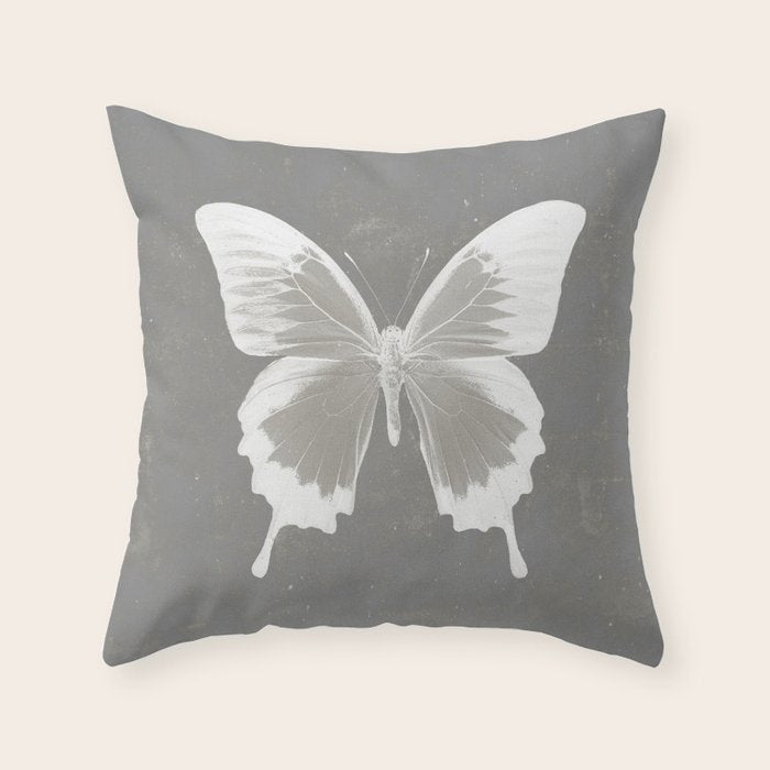 Butterfly on grunge surface Throw Pillow Gallery Image 1