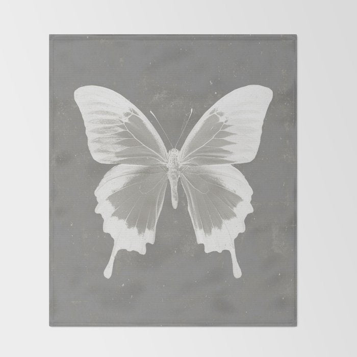 Butterfly on grunge surface Throw Blanket Gallery Image 2