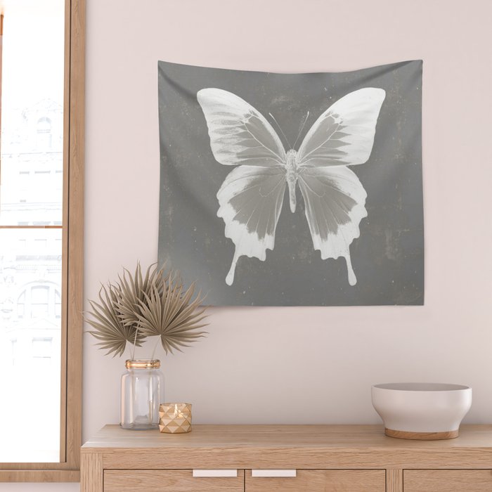 Butterfly on grunge surface Wall Tapestry Gallery Image 2