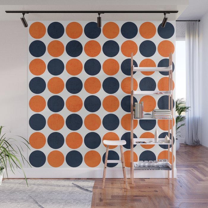 navy and orange dots Wall Mural Gallery Image 1
