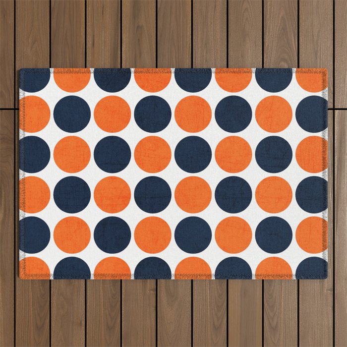 navy and orange dots Outdoor Rug Gallery Image 1