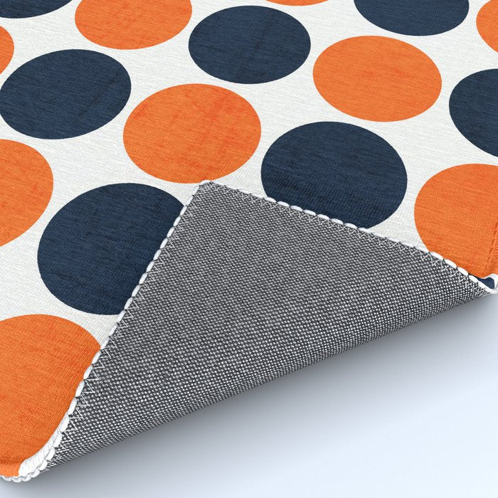 navy and orange dots Rug Gallery Image 4