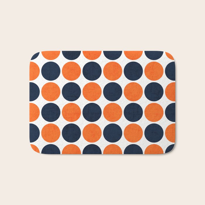 navy and orange dots Bath Mat Gallery Image 1