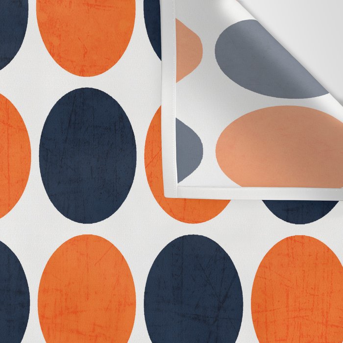 navy and orange dots Wall Tapestry Gallery Image 3