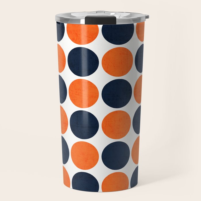 navy and orange dots Travel Mug Gallery Image 1