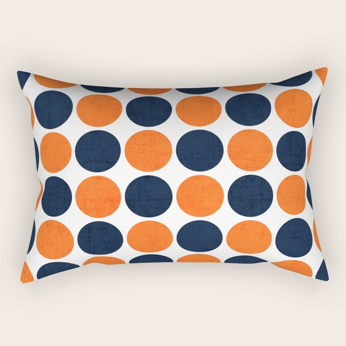 navy and orange dots Rectangular Pillow Gallery Image 2