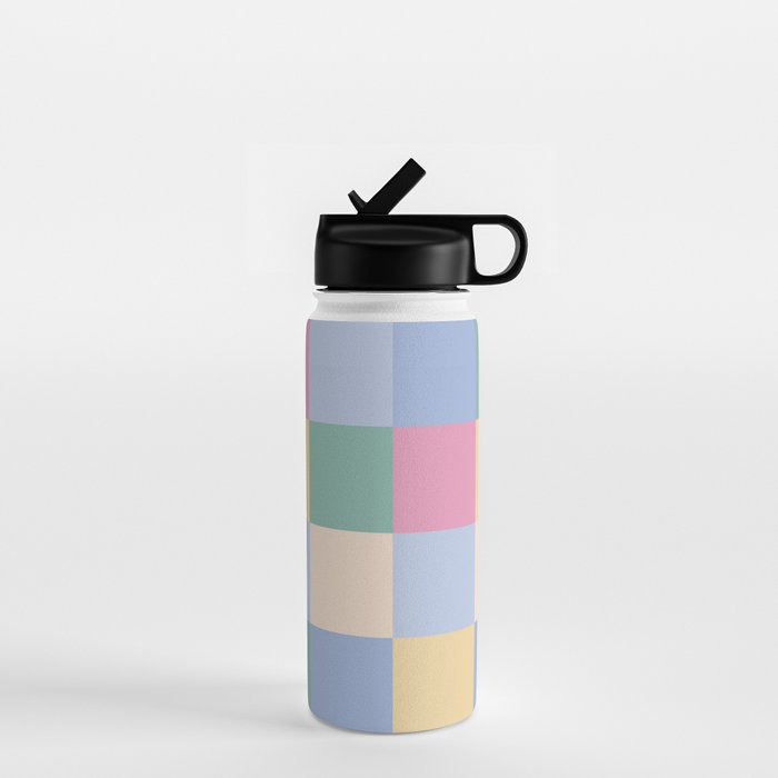 Bold Pastel Checks Pattern - Large XXXII Water Bottle Gallery Image 1