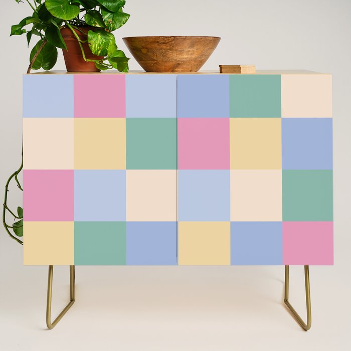 Bold Pastel Checks Pattern - Large XXXII Credenza Gallery Image 1