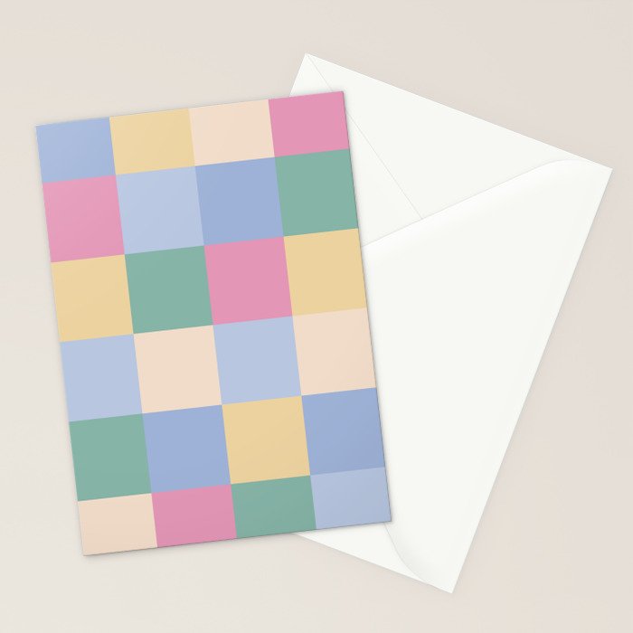 Bold Pastel Checks Pattern - Large XXXII Stationery Card Gallery Image 2