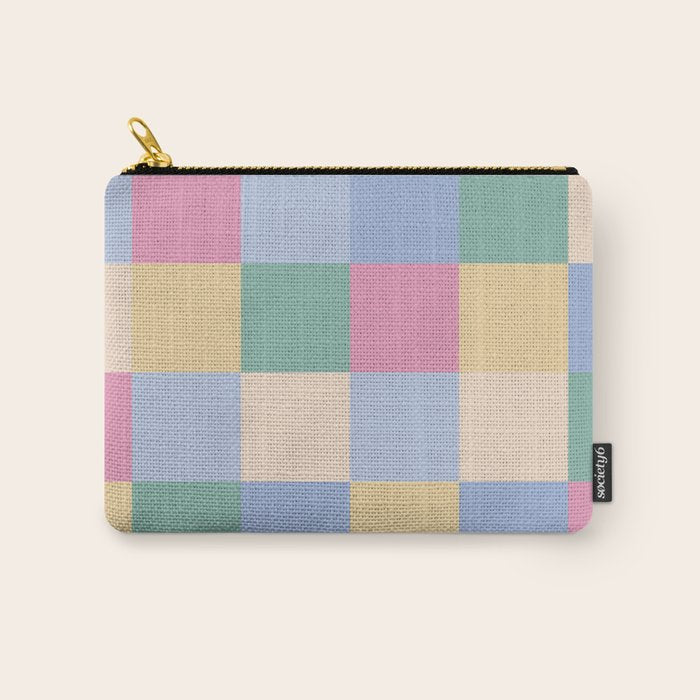 Bold Pastel Checks Pattern - Large XXXII Carry All Pouch Gallery Image 1