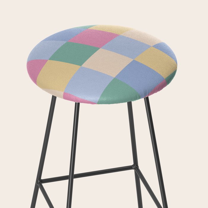 Bold Pastel Checks Pattern - Large XXXII Stool Gallery Image 2
