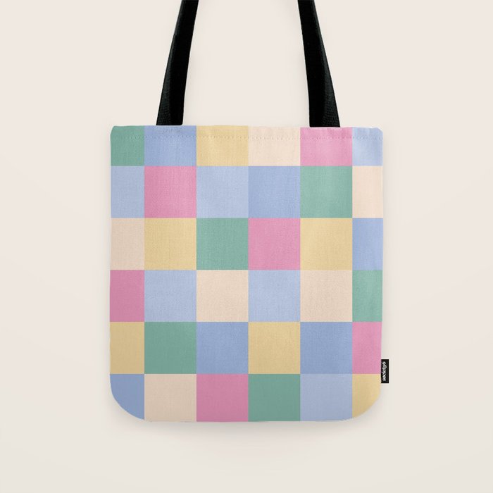 Bold Pastel Checks Pattern - Large XXXII Tote Bag Gallery Image 1