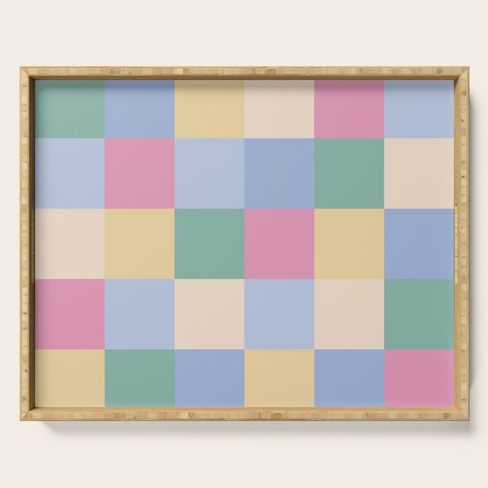 Bold Pastel Checks Pattern - Large XXXII Serving Tray Gallery Image 1