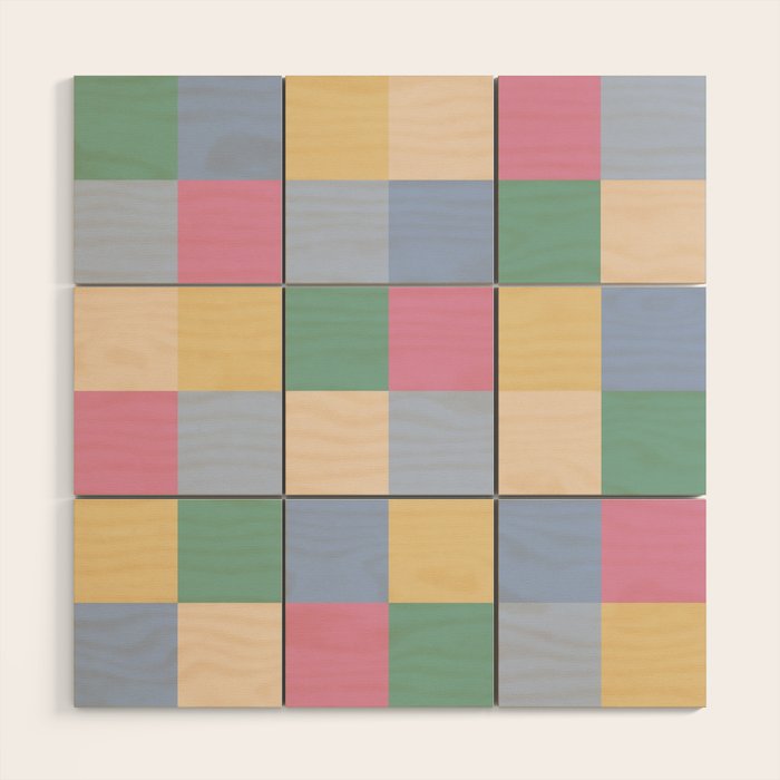 Bold Pastel Checks Pattern - Large XXXII Wood Wall Art Gallery Image 1
