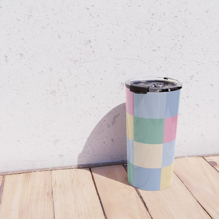 Bold Pastel Checks Pattern - Large XXXII Travel Mug Gallery Image 4